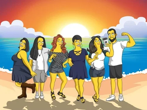 Simspons Drawing with Beach background